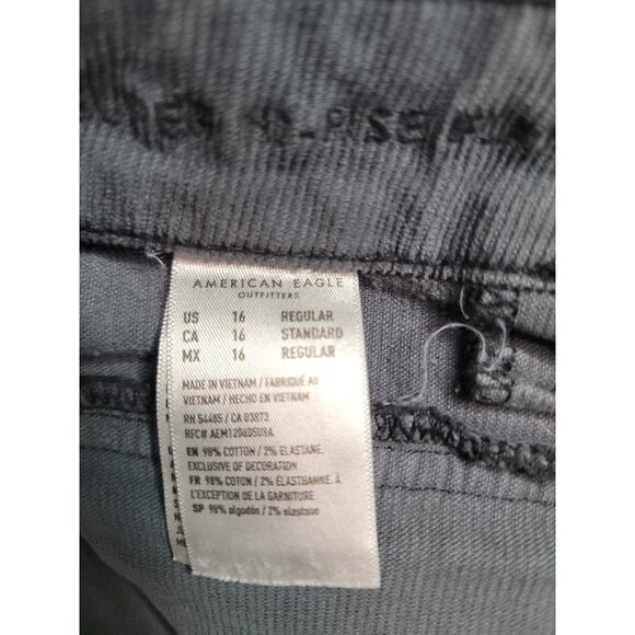 AMERICAN EAGLE Jeans Womens SZ 16 Super High Rise Flare Gray Corduroy 70's Inspo - Picture 8 of 10